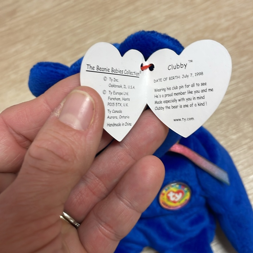 TY Beanie Baby 1998 "Clubby" The Bear" Retired Blue Plush Toy with Tag ~Mint~ - Picture 5 of 8